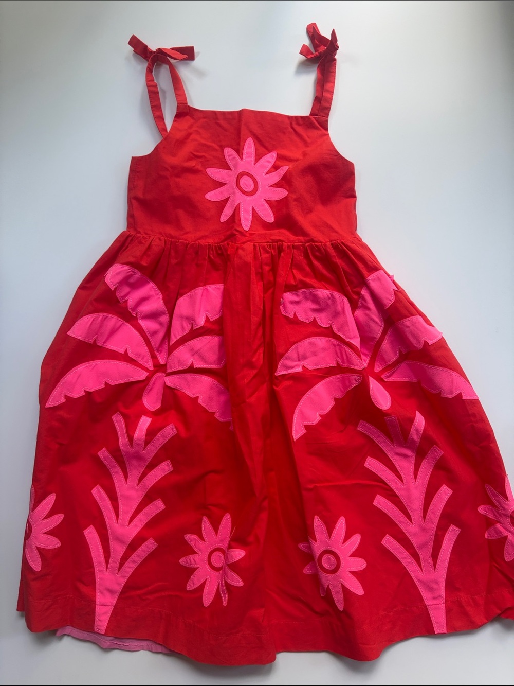 Mini Boden Red Sundress with Pink Tropical Appliqués (size 4/5)
